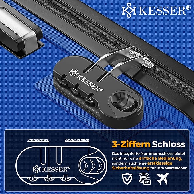 🔥 Festliche Angebote | KESSER® 4-teiliges Hartschalen-Kofferset (S–XL) ABS-Trolley mit 4 Rollen & Teleskopgriff – Bild 3